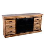 Dressoir Milano mangohout 100cm tot 200cm, 150 tot 200 cm, Nieuw, Ophalen of Verzenden, Metaal