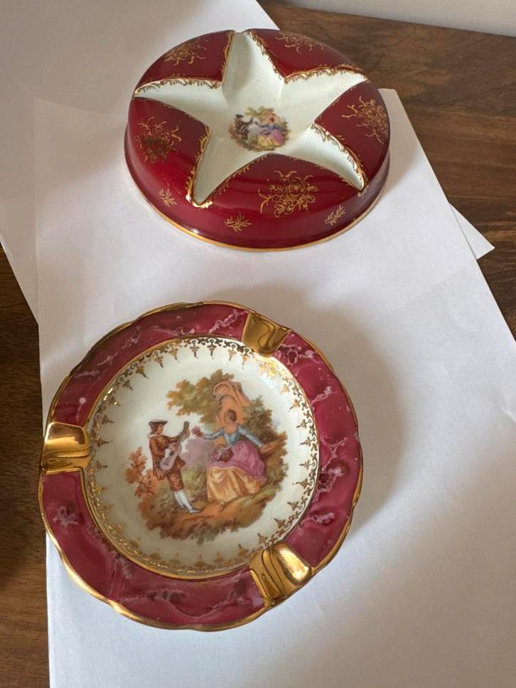 Limoges Porseleinen Asbak & Sigarettenhouder – Set van 2, Antiek en Kunst, Antiek | Porselein, Ophalen of Verzenden