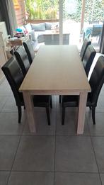 Massief Eiken Eetkamerset met 6 Stoelen, Ophalen, Gebruikt, Massief Eiken, 6 tot 8 stoelen