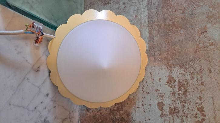 Steinhauer plafonniere vintage geel bloem, Huis en Inrichting, Lampen | Plafondlampen, Zo goed als nieuw, Glas, Metaal, Ophalen of Verzenden