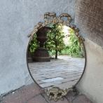 Oud brocante ovale spiegel spiegeltje koperen lijst *Etage3*, Gebruikt, ., Ophalen of Verzenden, .