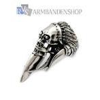 Rvs ivory & skull ring Biker Gothic stalen bikers doodskop, 20 of groter, Heer, Nieuw, Zilver
