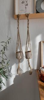 2 plantenhangers van jute touw incl nieuwe bloempotjes, Minder dan 100 cm, Ophalen of Verzenden, Halfschaduw