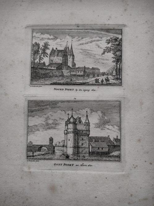 023-024 Hoorn Noord en Oostpoort Kopergravure dl 3 18e Eeuw, Antiek en Kunst, Kunst | Etsen en Gravures, Ophalen of Verzenden