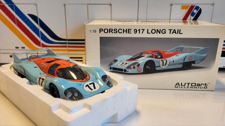 AUTOart Millenium Porsche 917 Long Tail GULF Le Mans - 1971, Hobby en Vrije tijd, Modelauto's | 1:18, Zo goed als nieuw, Auto