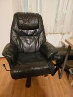 Leren Draaistoel + Voetenbank - Verstelbaar, Huis en Inrichting, Ophalen