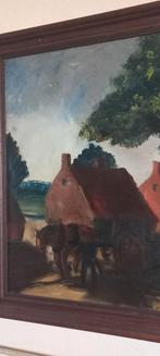 Boer met Paard en Kar werk van Jan van Riel ( 1907-Tilburg ), Antiek en Kunst, Kunst | Schilderijen | Klassiek, Ophalen of Verzenden