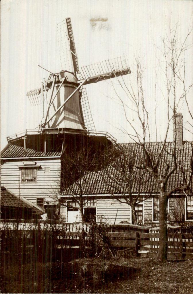Windmolen - Houten huizen, Verzamelen, Ansichtkaarten | Nederland, Ongelopen, Noord-Holland, Voor 1920, Ophalen of Verzenden