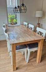 Woood eikenhouten eettafel met 6 stoelen (Ikea), Huis en Inrichting, Tafels | Eettafels, Ophalen, Gebruikt, Eikenhout, 50 tot 100 cm
