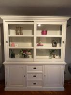 Leuke grote witte buffet-/vitrinekast te koop (lampen apart), Ophalen, Gebruikt, 200 cm of meer, 150 tot 200 cm