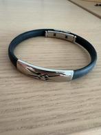 Stainless steel and black rubber bracelet armband, Ophalen of Verzenden, Nieuw, Zwart
