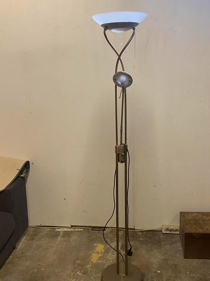 Stijlvolle Staande Lamp met Leeslamp, Huis en Inrichting, Lampen | Vloerlampen, Gebruikt, 150 tot 200 cm, Glas, Ophalen