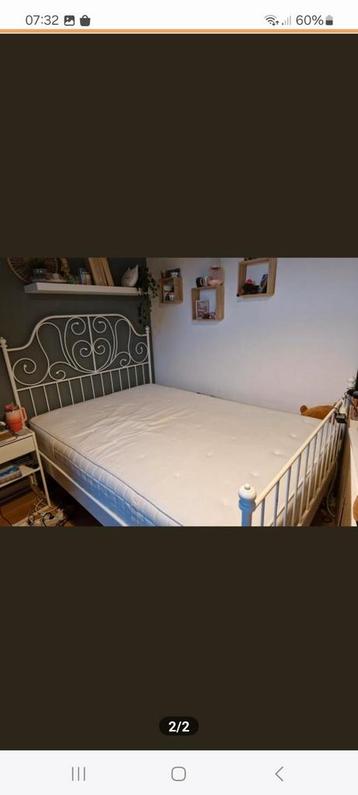 Bed wit metaal 1.40 bij 2.00 m - afbeelding 2