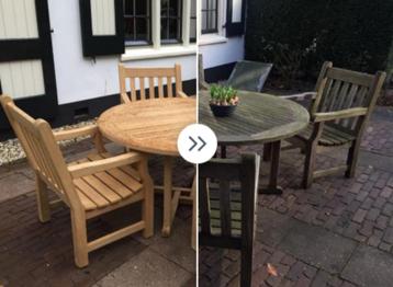 Teakhouten tuinmeubels reinigen & opknappen – Als nieuw! beschikbaar voor biedingen