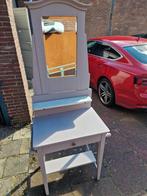 Leuke grijze vintage kaptafel met spiegel en lade, Ophalen, 50 tot 100 cm, Zo goed als nieuw, Minder dan 100 cm