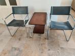 2 buisframe stoelen en Art Deco tafeltje, Huis en Inrichting, Stoelen, Grijs, Twee, Gebruikt, Ophalen of Verzenden