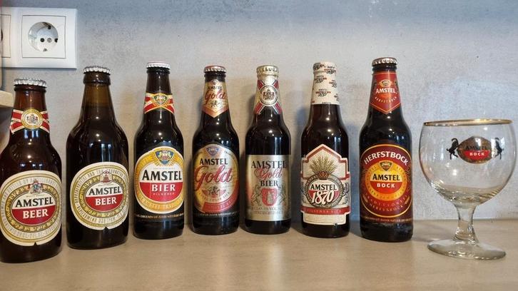9-delige Amstel set - Mooie staat - <'88-'99, Verzamelen, Biermerken, Zo goed als nieuw, Glas of Glazen, Amstel, Ophalen of Verzenden