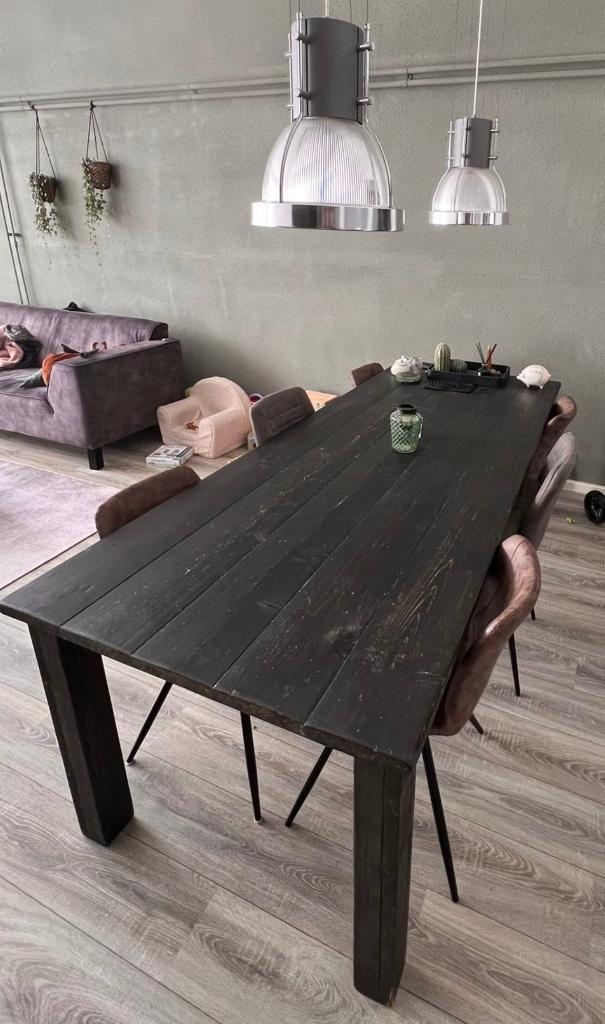 Eetafel + stoelen, Huis en Inrichting, Tafels | Eettafels, Gebruikt, 50 tot 100 cm, 200 cm of meer, Vijf personen of meer, Rechthoekig