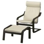 Poang fauteuil met taburet, Huis en Inrichting, Fauteuils, Ophalen, Gebruikt, 50 tot 75 cm, Hout
