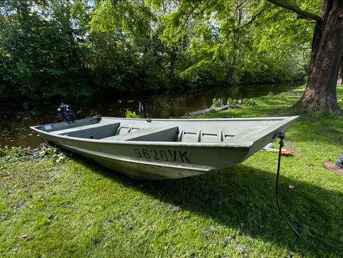 Aluminium platbodem incl. Suzuki motor 6 pk 4-takt, Watersport en Boten, Platbodems, Zo goed als nieuw, Tot 6 meter, Aluminium