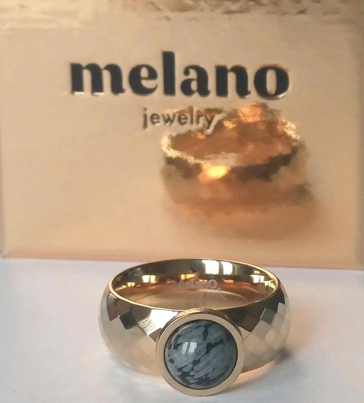 Goudkleurige Melano vivid ring mt 56 + obsedian snowflake, Sieraden, Tassen en Uiterlijk, Ringen, Zo goed als nieuw, Verzenden