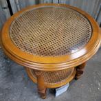 Salontafel kersenhout, webring, glas rond. Retro, Huis en Inrichting, Ophalen, 100 tot 150 cm, Rond, 50 tot 100 cm