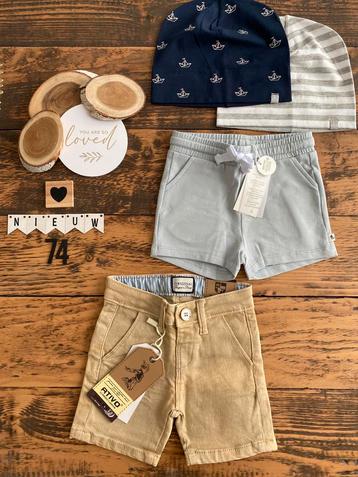 Baby boy zomer bundel 2x korte broek 2x dunne mutsjes 74 beschikbaar voor biedingen