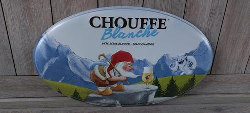 Zeldzaam Reclamebord Chouffe Blanche, Verzamelen, Biermerken, Nieuw, Reclamebord, Plaat of Schild, Overige merken, Ophalen of Verzenden
