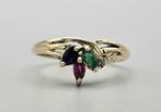 Gouden Vintage ring met edelsteen en diamant.2025/356, Bruin, ., Ophalen of Verzenden, .