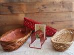 Brocante vintage rieten broodmandjes stokbrood mandje riet., Ophalen of Verzenden