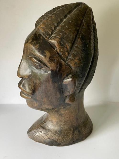 Prachtige vintage houten buste / beeld man Afrika., Antiek en Kunst, Kunst | Niet-Westerse kunst, Ophalen