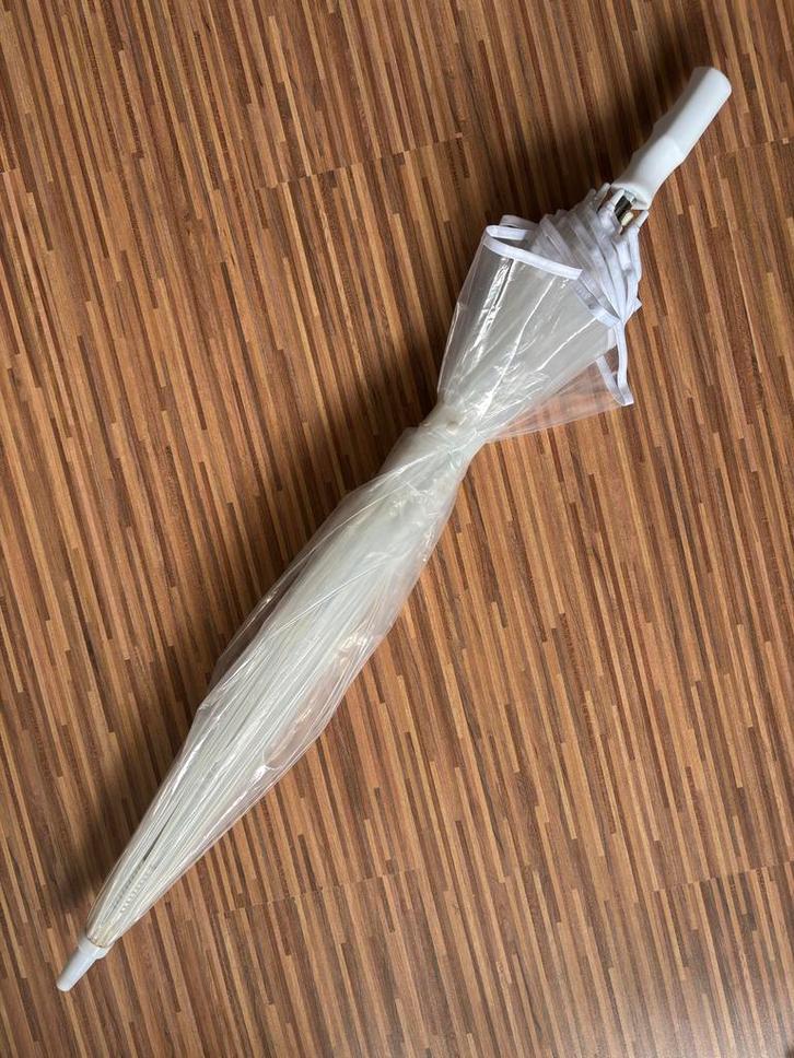 Transparante Paraplu wit, Sieraden, Tassen en Uiterlijk, Paraplu's, Zo goed als nieuw, Wit, Transparant, Ophalen
