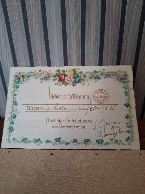 Oud Gelukwensch Telegram - 1936, Antiek en Kunst, Antiek | Overige Antiek, Ophalen of Verzenden