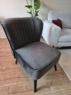 Zwarte/grijze velvet stoel/fauteuil, Huis en Inrichting, Fauteuils, Ophalen, Stof, Nieuw, 75 tot 100 cm