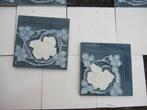 37 Prachtige jugendstil randtegels warmgrijs met witte roos, Antiek en Kunst, Ophalen