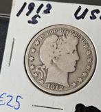 half dollar 1912 S Amerika, Postzegels en Munten, Munten | Amerika, Verzenden, Noord-Amerika, Losse munt, Zilver