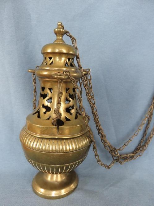 Wierook vat aan ketting in brons - 19e eeuw, Antiek en Kunst, Antiek | Religie, Ophalen of Verzenden