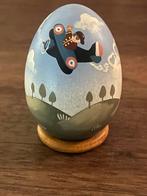 Handbeschilderd Roduchin Ei met Landschap en Vliegtuig, Antiek en Kunst, Verzenden