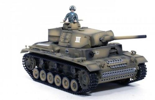 Tank Torro Panzer 3 met rook en geluid 2.4GHZ desert camo, Hobby en Vrije tijd, Modelbouw | Radiografisch | Overige, Nieuw, Verzenden