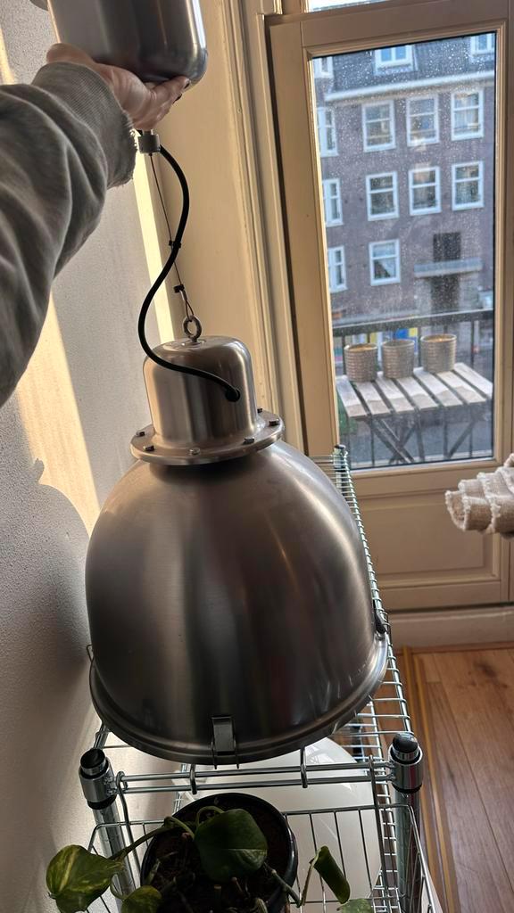 Industriële Hanglamp - Stoer Design, Huis en Inrichting, Lampen | Hanglampen, Gebruikt, Minder dan 50 cm, Metaal, Ophalen