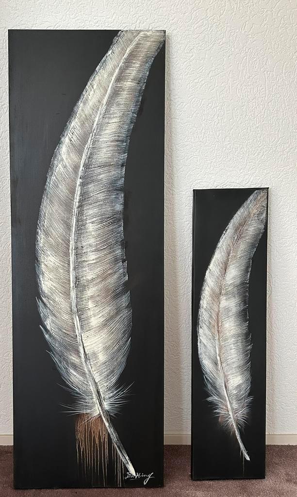 Set van vier olieverf schilderijen, Antiek en Kunst, Kunst | Schilderijen | Abstract, Ophalen