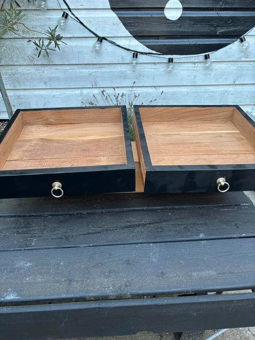 Teakhouten lades zwart, Huis en Inrichting, Woonaccessoires | Wandplanken en Boekenplanken, Zo goed als nieuw, Ophalen