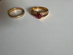Gouden ringen met briljanten en robijnen AAA kwaliteit, Gebruikt, Ophalen of Verzenden, 17 tot 18, Met edelsteen