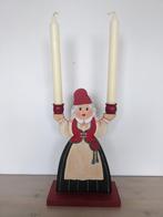 Vintage Kerstvrouw kandelaar hout uit Zweden, Diversen, Kerst, Ophalen of Verzenden, Gebruikt
