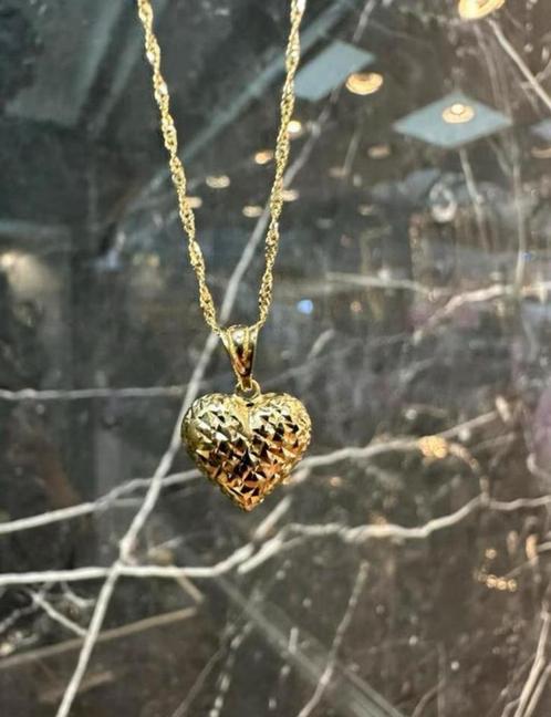14K gouden ketting met harthanger, Sieraden, Tassen en Uiterlijk, Kettingen, Nieuw, Goud, Goud, Ophalen of Verzenden