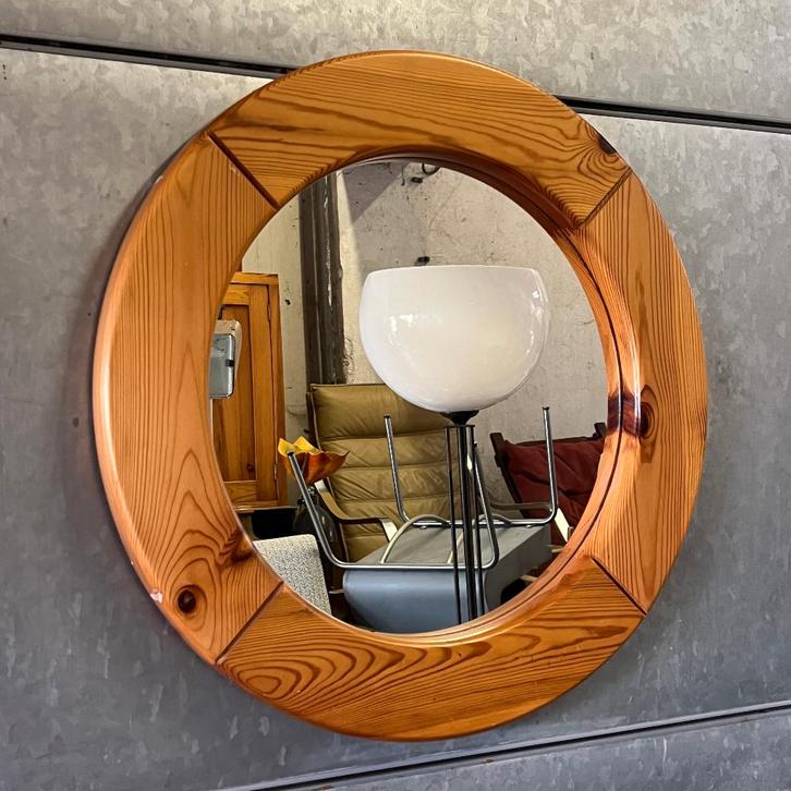 Grenen ronde spiegel Scandinavisch design Luxus, Huis en Inrichting, Woonaccessoires | Spiegels, Gebruikt, 50 tot 75 cm, Minder dan 100 cm