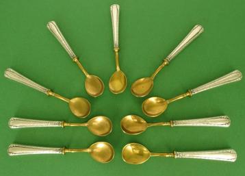 Dessertlepel 9x zilver heft en brons bak Franz Mosgau antiek beschikbaar voor biedingen
