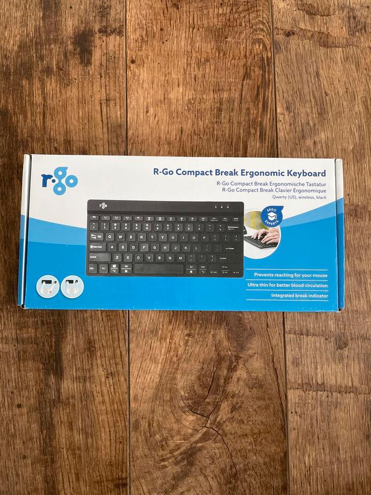 Draadloos Ergonomisch Toetsenbord - R-Go Compact Break, Computers en Software, Toetsenborden, Nieuw, Qwerty, Draadloos, Ergonomisch
