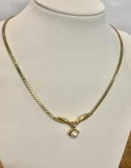 14K Gouden Collier met Diamant & Parel, Ophalen of Verzenden, Zo goed als nieuw, Goud, Goud