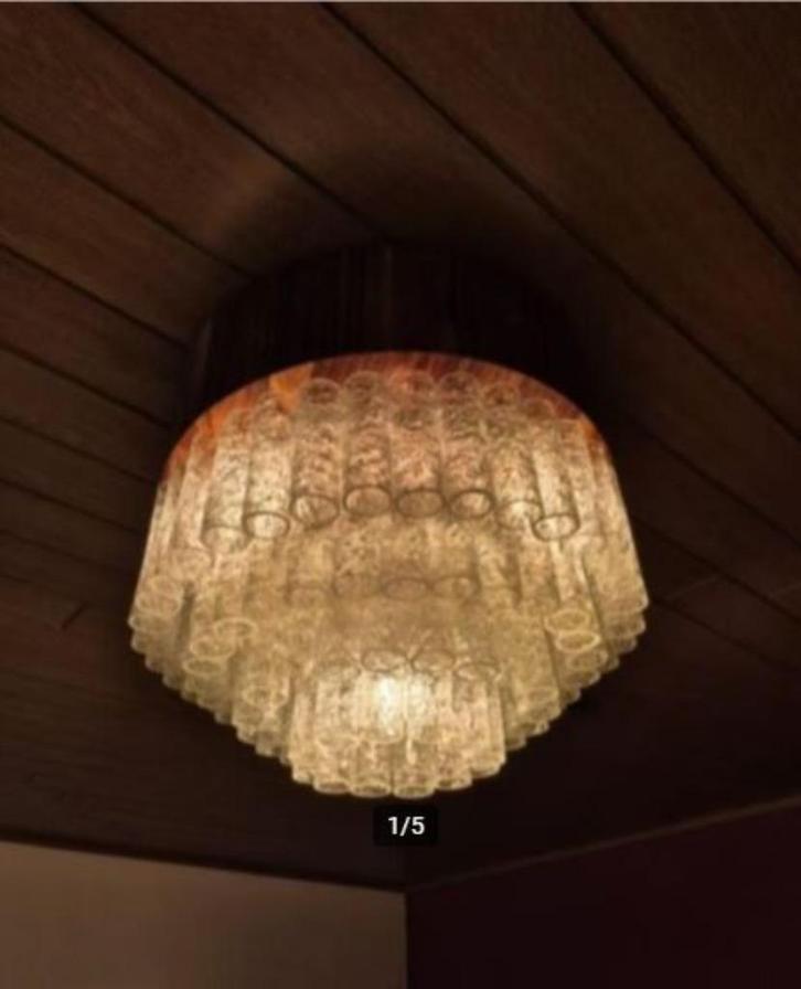 vintage plafonniere Doria designer xxl, Huis en Inrichting, Lampen | Plafondlampen, Zo goed als nieuw, Glas, Metaal, Ophalen